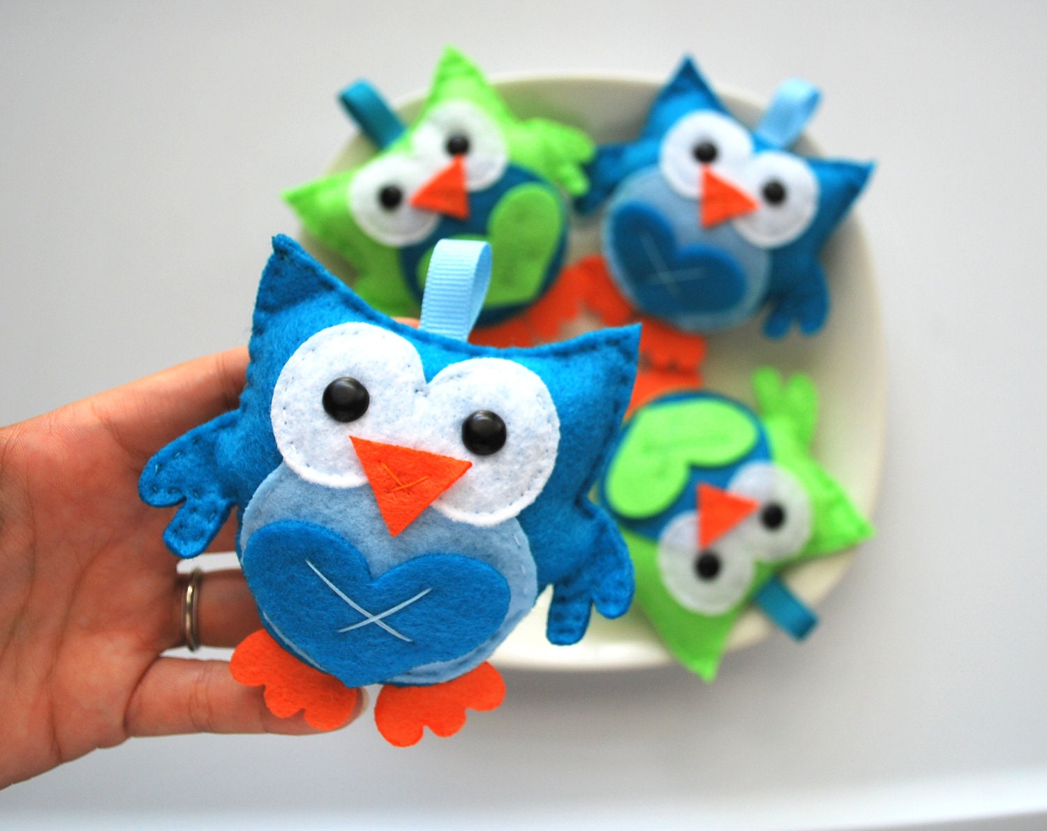 4 Owl Ornaments, Eco-Friendly felt baby owl plush Ornaments A403 Il_570xn