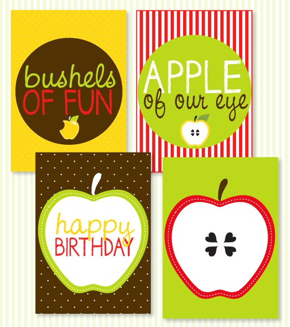 Apple Party PRINTABLE 5x7 Birthday Signs (INSTANT DOWNLOAD) by Love The Day Il_570xn