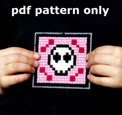 Kids Cross Stitch Pattern Pink Skull PDF