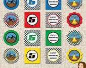 PRINTABLE Personalized Motorbike Party Circles (Your choice of color) Il_170x135
