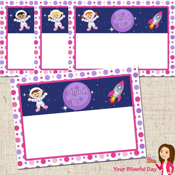 PRINTABLE Girl Astronaut Thank You Cards Il_570xn