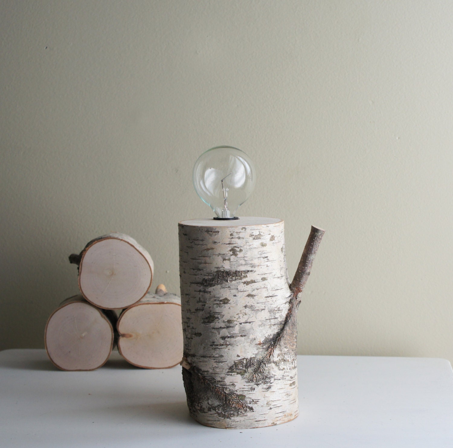 Sale exposed bulb white birch forest lamp by urbanplusforest