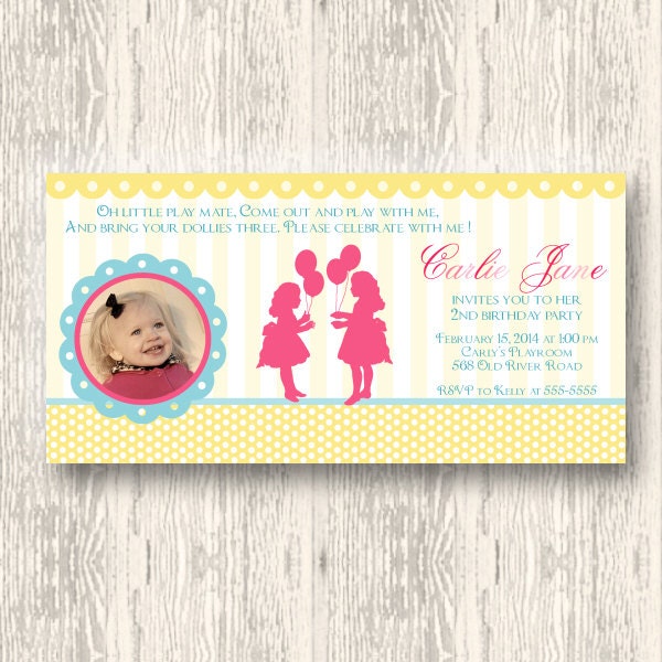 Girls Vintage Silhouette Invitation for Birthday Party or Baby Shower - DIY Printable Photo Invite by BeeAndDaisy Il_570xn