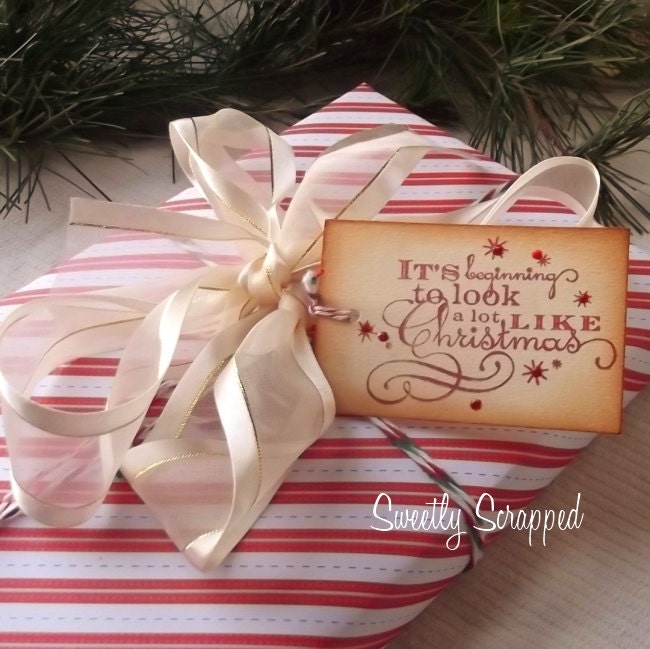 Christmas Tags, It's Beginning To Look A Lot like Christmas Gift Packaging