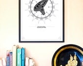 Zelda Inspired Video Game Art // Ocarina Signet // 13x19 Ocarina of Time Poster