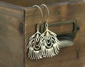 Sterling Silver Peacock Feather Earrings
