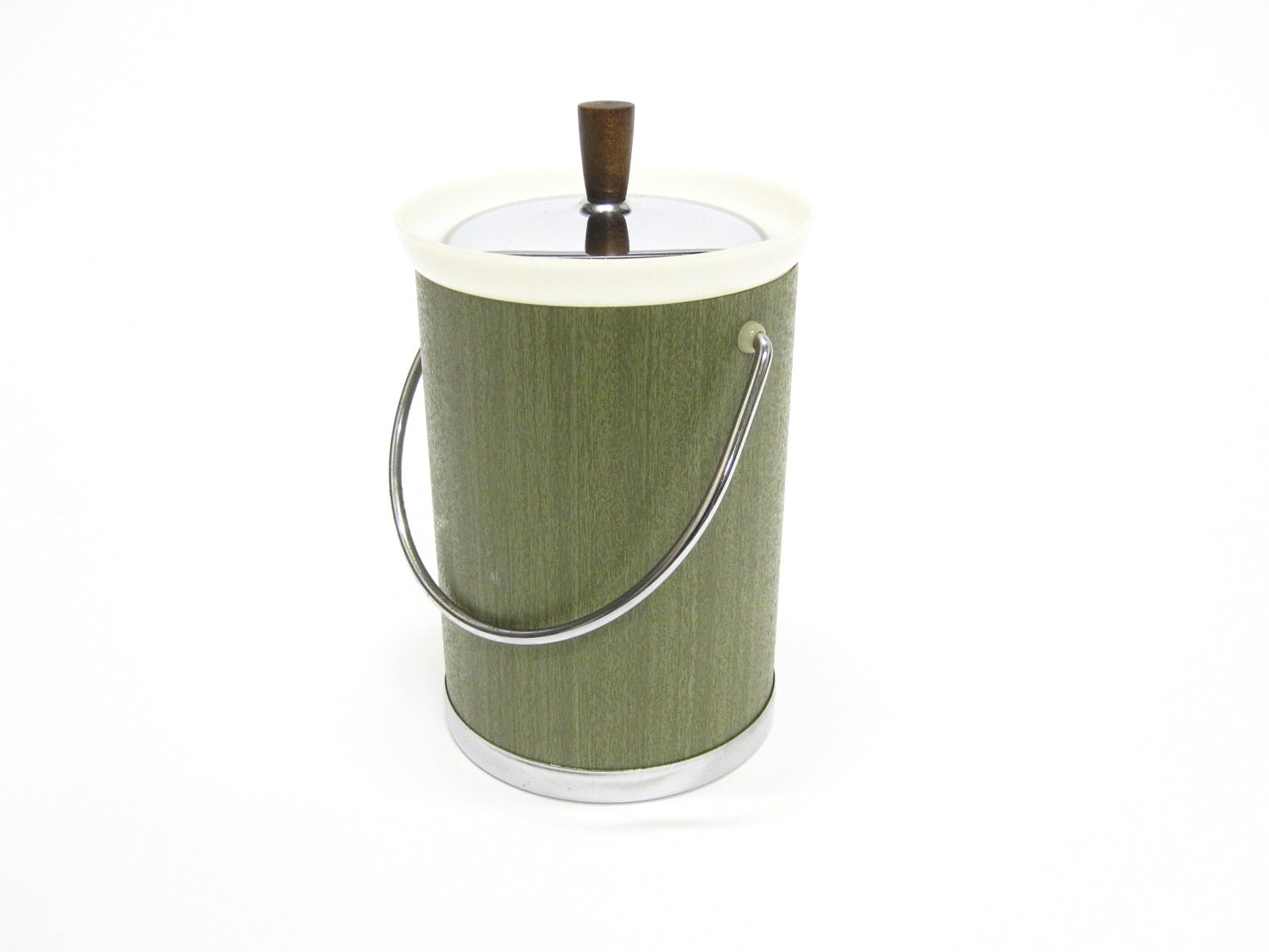 CLEARANCE SALE - Green Faux Bois Ice Bucket