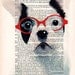 Original Illustration Digital Print Mixed Media Art Poster Acrylic Painting Holiday Decor Drawing Gifts: Clever bulldog
