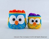 Instant Download -  PDF CROCHET PATTERN - Owl Crochet Baskets - 2 sizes - Permission to Sell Finished Items