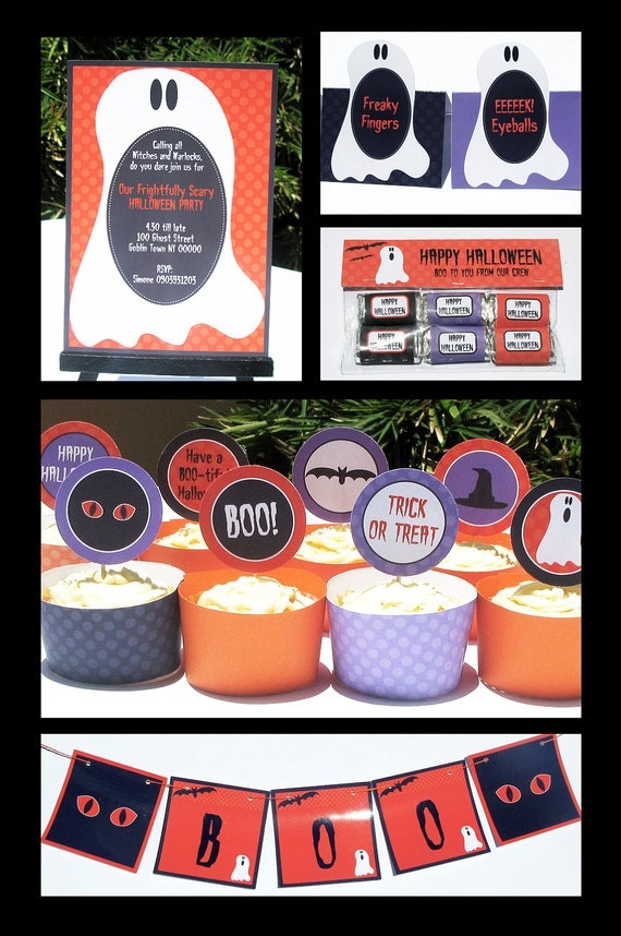 Halloween Party - INSTANT DOWNLOAD full Printable Collection + Invitation - EDITABLE text you personalize with Adobe Reader Il_570xn