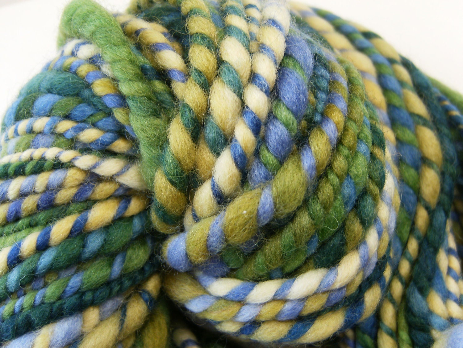 Handspun Yarn Two Ply Super Bulky Polwarth 'AWAKENING' 72 yds