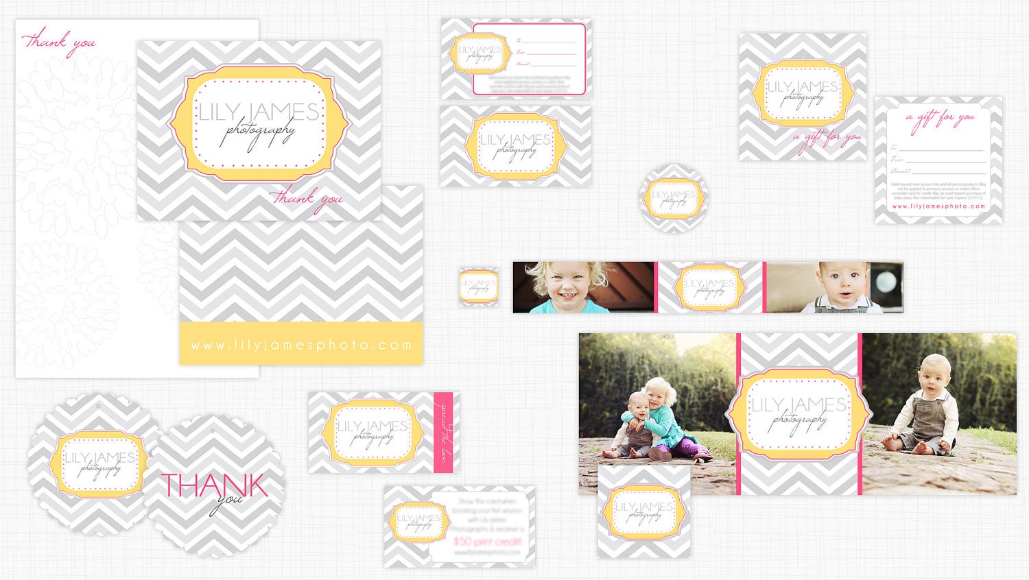 Chevron Chic - FULL Business Marketing Kit PSD Photoshop Templates Photographers Boutiques Business Card Facebook CD Blog Header