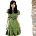 chartreuse muse. vintage chartreuse drop waist dress with bow detail. size medium