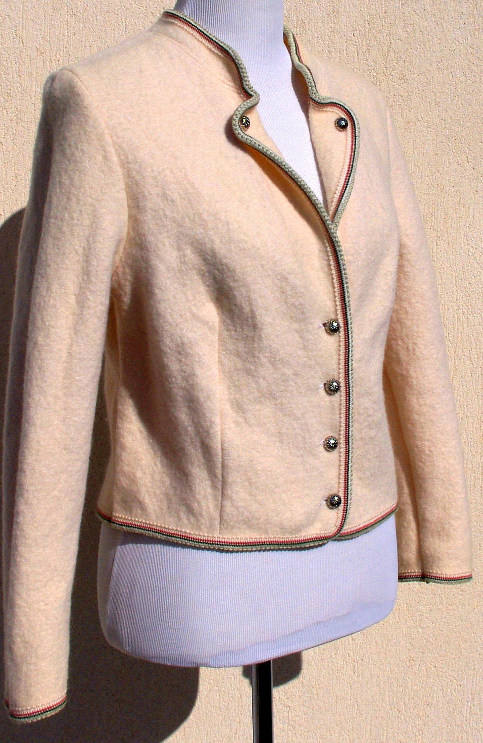 Wool Jacket, Cream Woollen Blazer, Wool Jacket Made in Austria - taffetablue