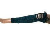 Torn Knit Leg Warmers in Green and Black - Teal Spring Fall Winter Fashion - Teens Women Accessories