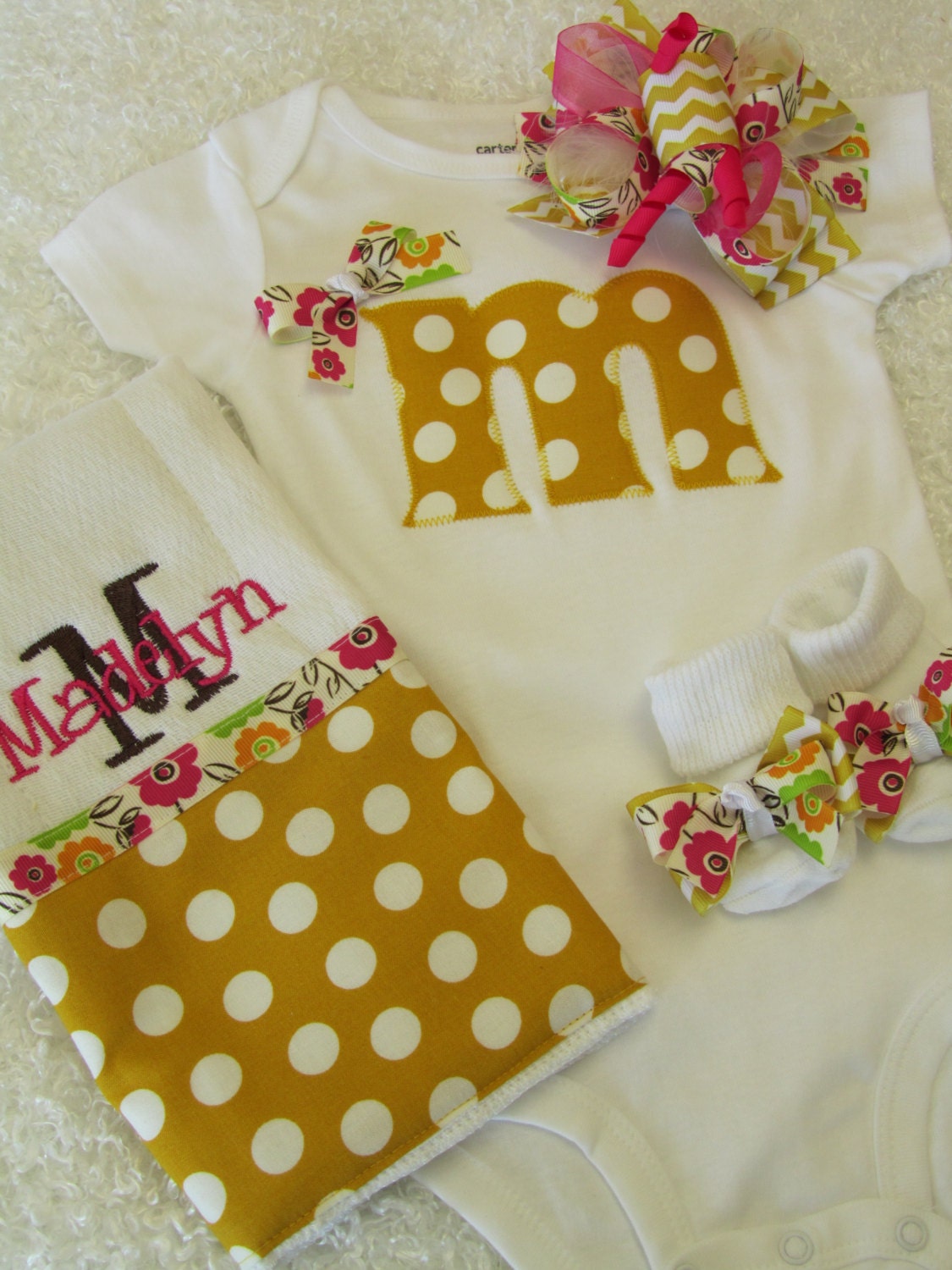 Baby Girl Ultimate Gift Set/Coming Home Set (yellow polka dot