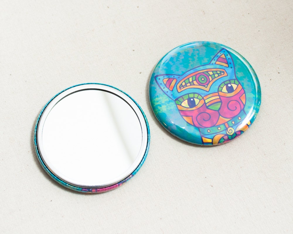Pretty Patterned Cat Pocket Mirror