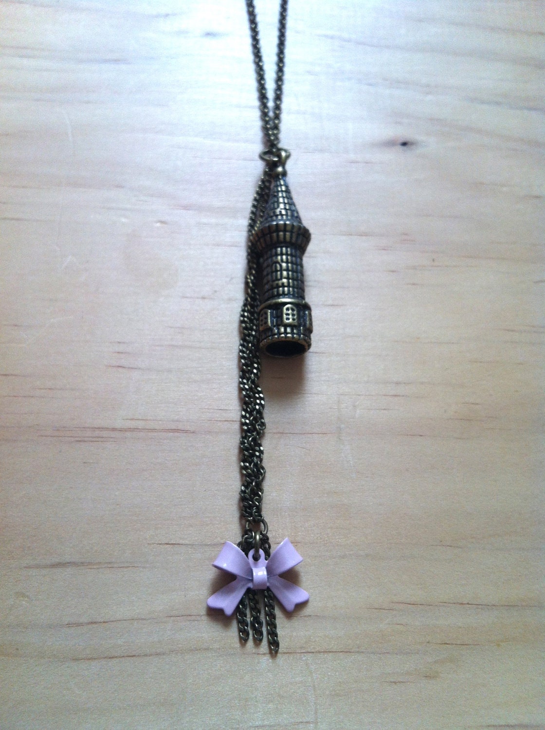 Rapunzel "Let Down Your Hair" Tower with Braid and Bow Necklace - Tangled