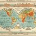 Antique WORLD Map 1930s ORIGINAL Map of the World
