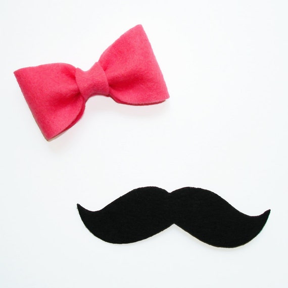 12 Felt Mustache and Bow Pin Brooch for Wedding Party Reception Il_570xn