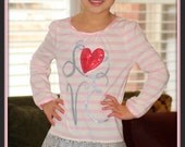 Heart Girls Custom Love Pink and Gray Long Sleeve Dress with Retro Print - 2 Left Ready to Ship 2T