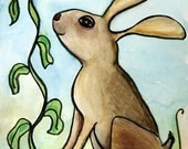 Jackrabbit and the Beanstalk illustration - large vertical giclee