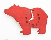 The "Big Bear in Red" designer wall mounted clock from LeLuni