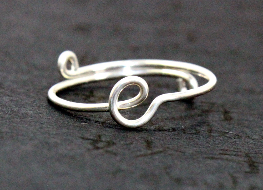 Wire Initial Ring, Lower Case Sterling Silver Wire, Personalized Any Letter Adjustable