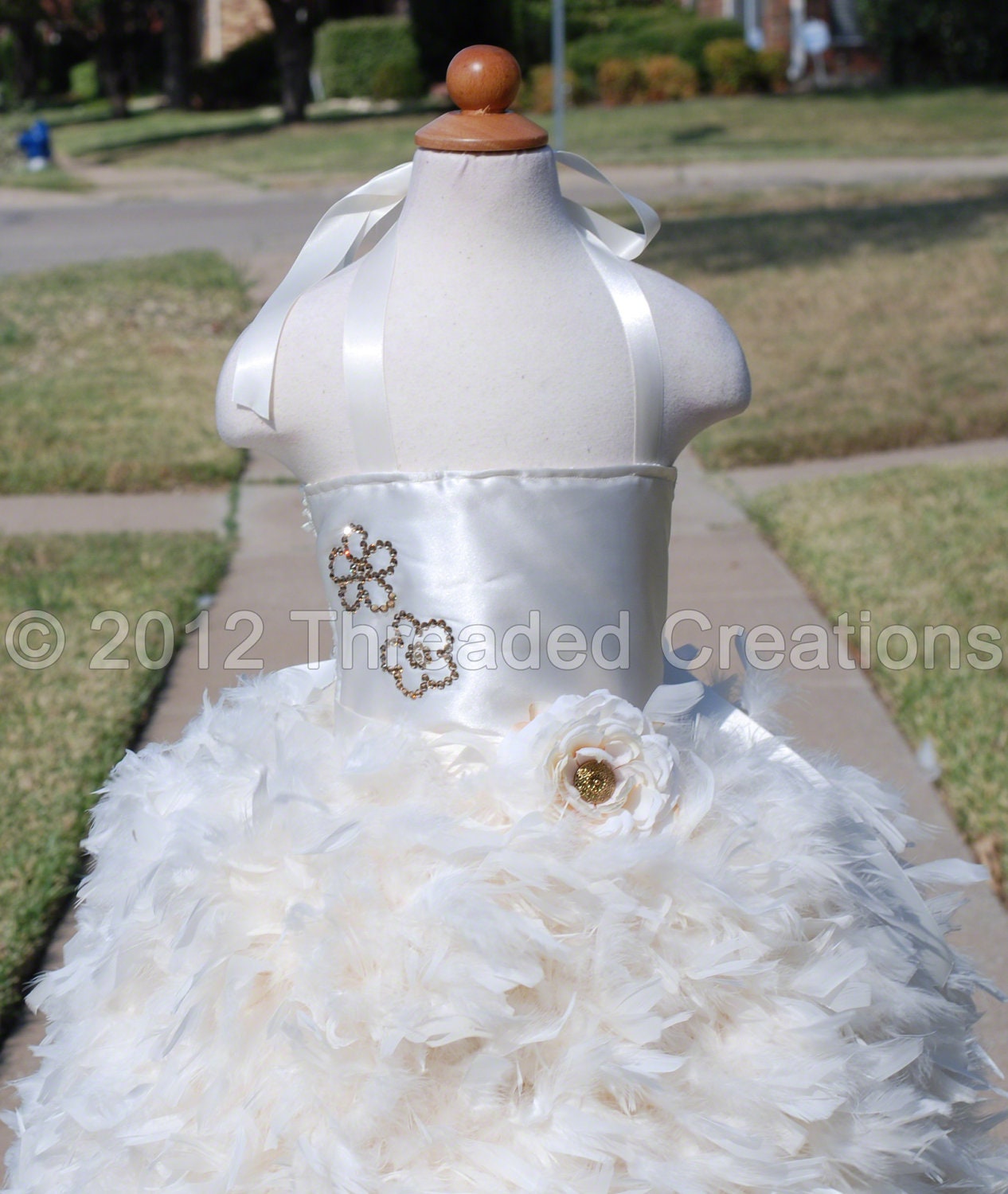 Feather Dress -  Feather Tutu Dress - Swarovski Crystal Dress
