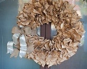 Large Recycled Book Wreath with Rustic/Natural Accents