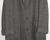 Baltman & Company Grey Herringbone Wool Topcoat Made in England