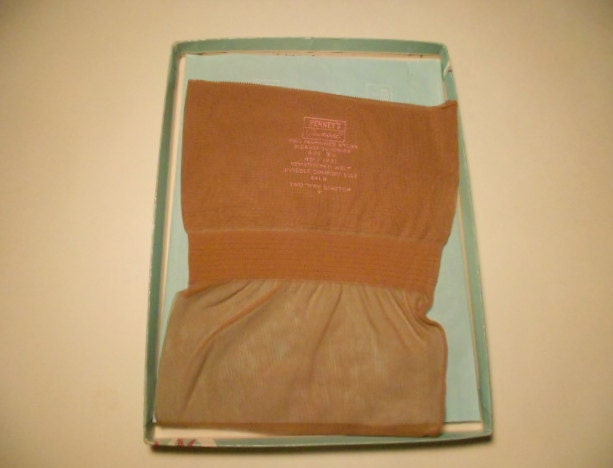 Vintage 1950s 1960s Beige Nylon Thigh High Stockings by Penney's Gaymode