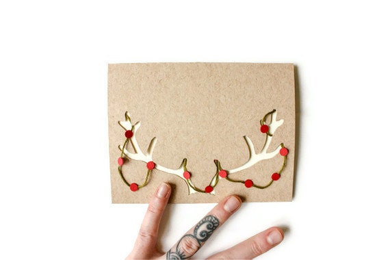 Christmas Card: Reindeer Antlers with Christmas Garland - JerseysFreshest
