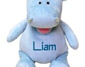 Adorable Soft Plush Blue Hippo Custom Embroidered Monogram