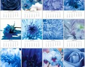 2013 Photo Calendar, Buy 3 get 1 for free, Blue Flowers 2013 Calendar, 5x7 loose leaf calendar, 12 mini prints, desk calendar