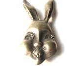 Vintage Brooch, Bunny Rabbit Pin,  Antique Animal Jewelry, Metal Curious Hare, Alice in Wonderland