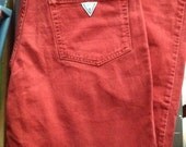 Vintage red Guess jeans - men's retro 1980's vintage jeans by Georges Marciano, size 36