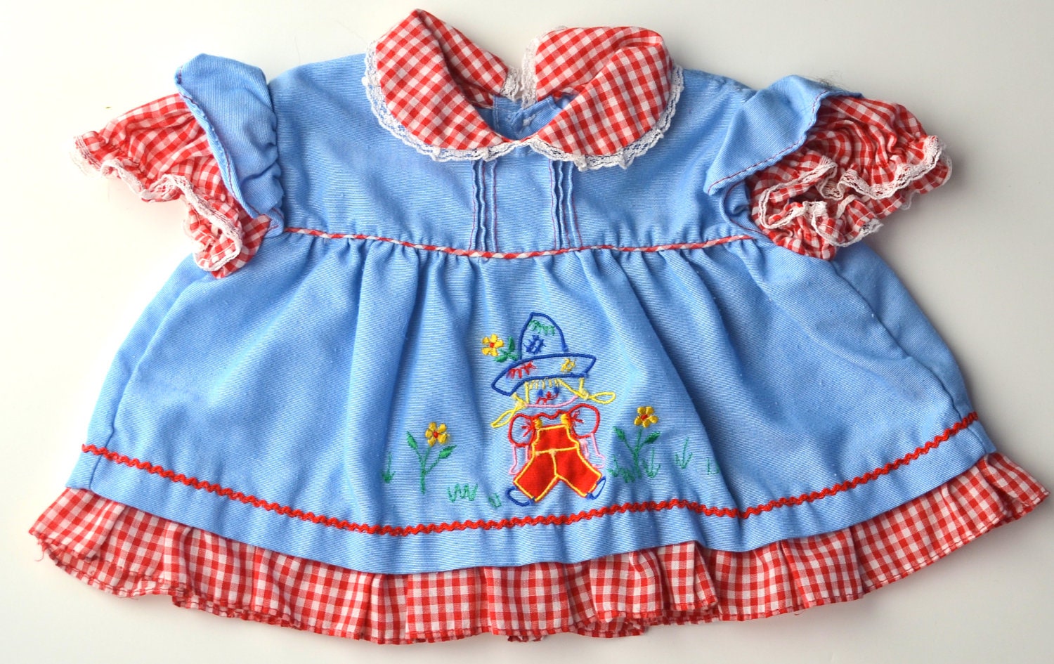 Vintage Baby Dress Gingham Size Newborn to 3 Months