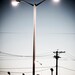 Street Scenes: Lights over the cage - home decor - blue tones - sunset - fine art street photography