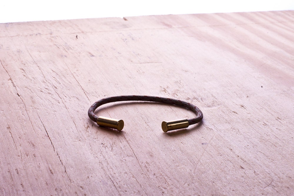 Copper Camo Bullet Casing Bracelet recycled .22lr casings copper brown tan paracord wire BRZN