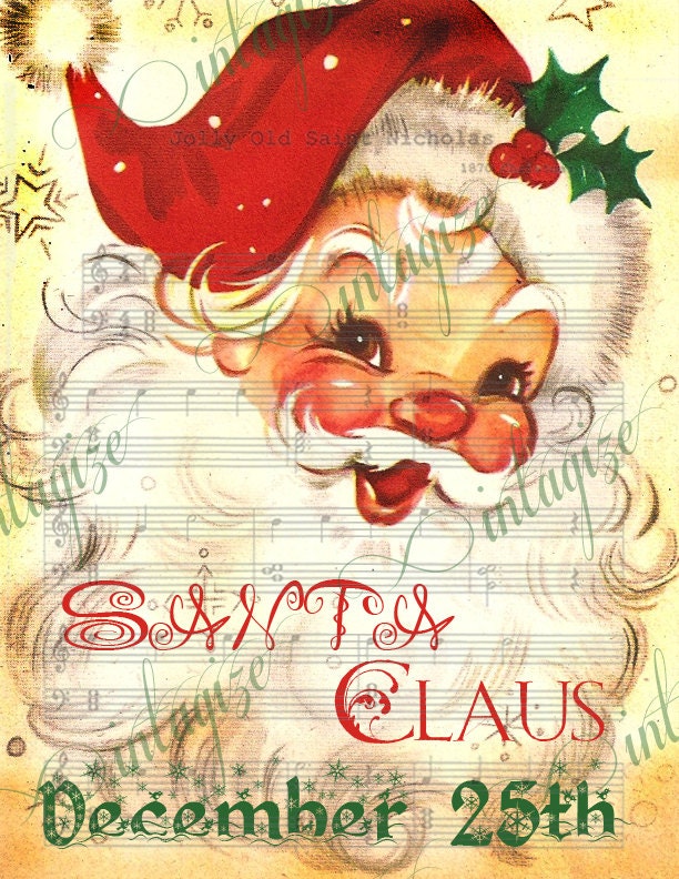 Jolly St Nick Vintage Santa Claus Christmas Printable by Vintagize
