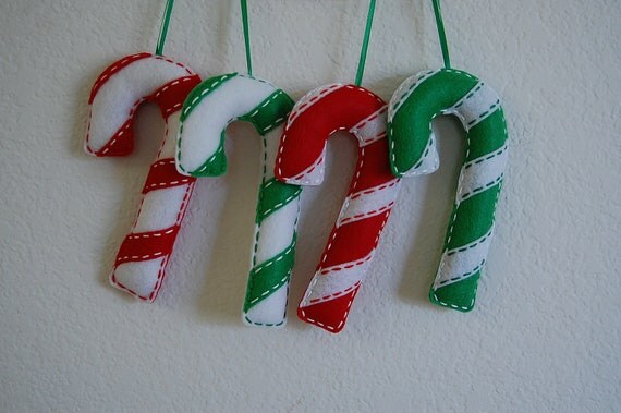 Items similar to Felt Christmas ornaments. Jumbo candy cane ornaments