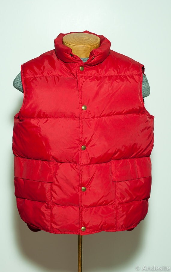 SALE Vintage LL Bean Down Vest Red Mens Large L by PuebloVintage