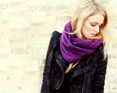Circle Infinity Scarf - Heather Purple Sweater Knit. eternity scarf, loop scarf, chunky circle scarf, tube scarf