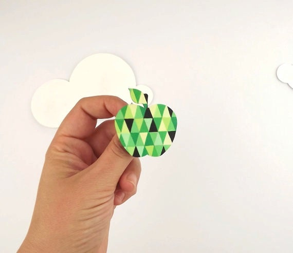 Geometric Brooch Green Apple
