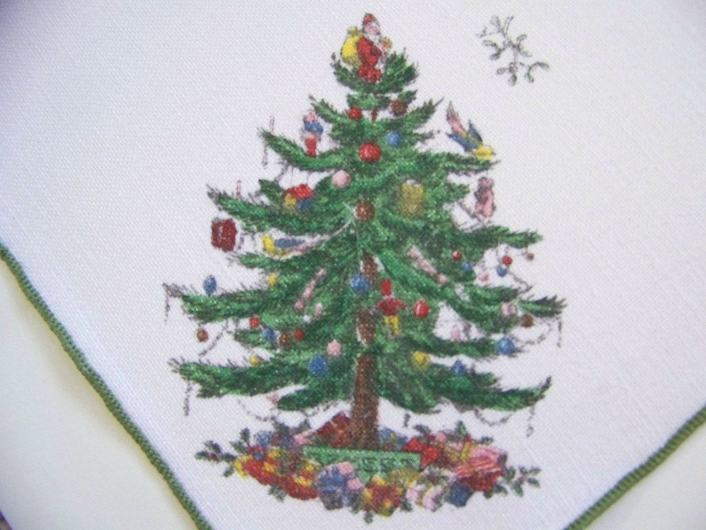 vintage spode christmas tree linen napkins set by vintage spode christmas tree linen napkins set by