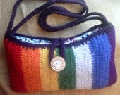 Rainbow Purse - Felted Crochet Purse - OOAK - Gift - Ready to Ship