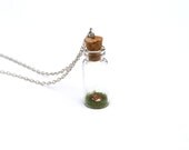 Miniature Fox in Jar Spring Necklace Woodland - a miniature clay fox sat in a tiny glass vial