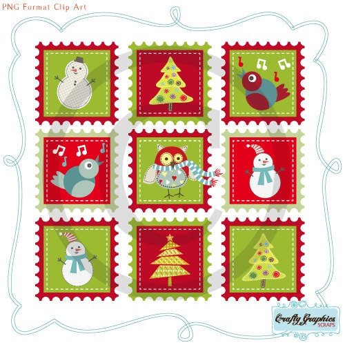 clipart christmas postage stamp - photo #26