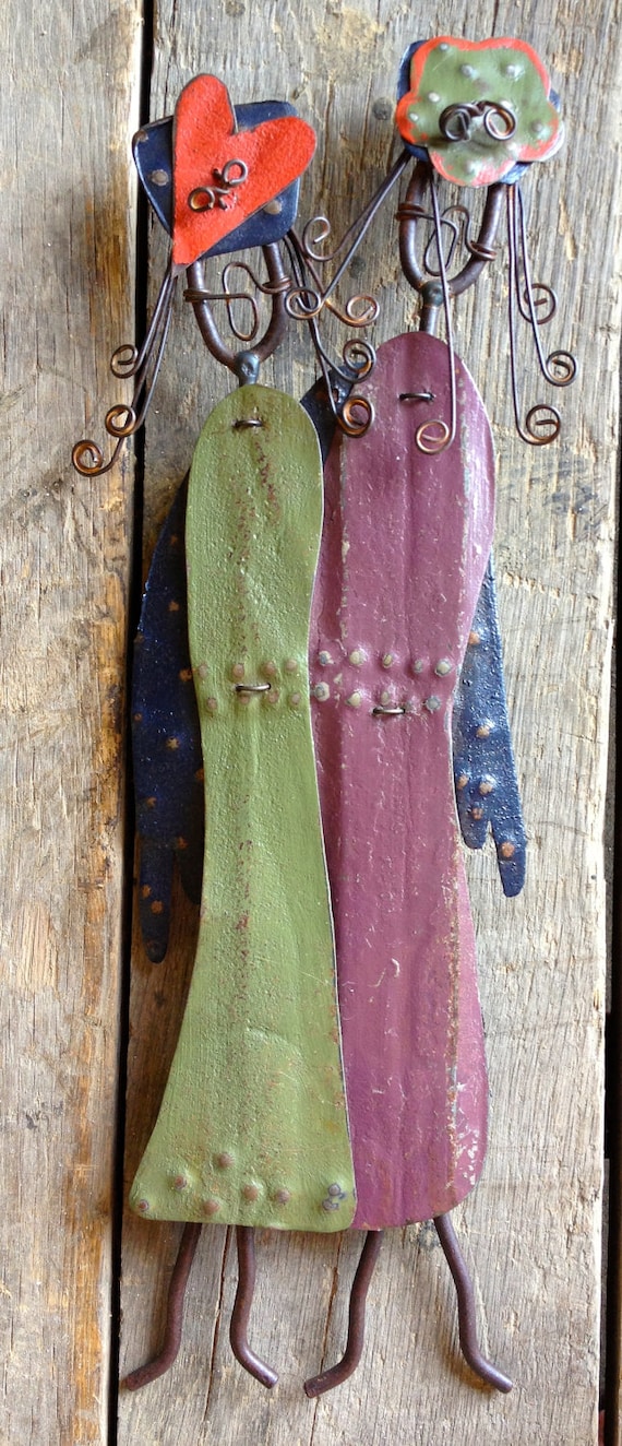 Items similar to Angel Wall Sculpture Rustic Metal Folk Art on Etsy